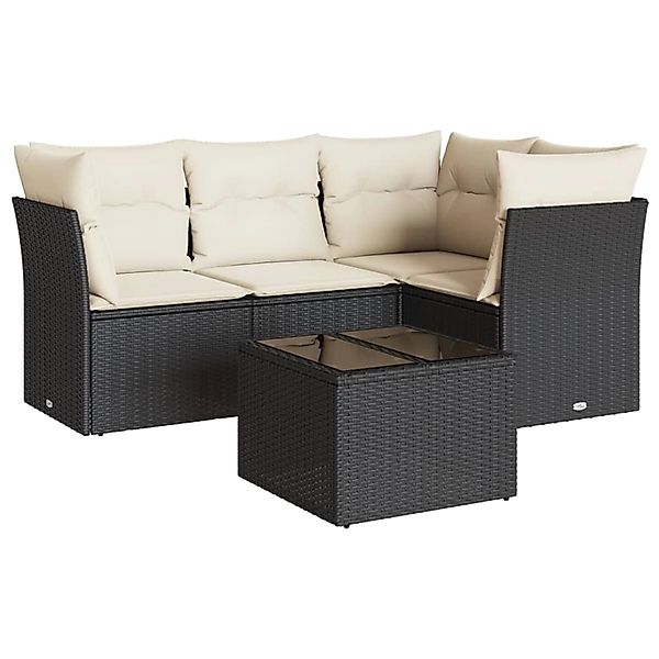 vidaXL 5-tlg Garten-Sofagarnitur mit Kissen Schwarz Poly Rattan Modell 41 günstig online kaufen