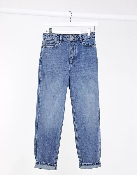 Topshop – Mom-Jeans aus recycelten Baumwollmix in verwaschenem Mittelblau günstig online kaufen