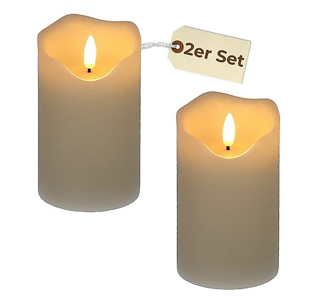 GarPet LED-Kerze 2x Echtwachs Led Kerzen mit Timer flackernde Flamme 7,5 x günstig online kaufen