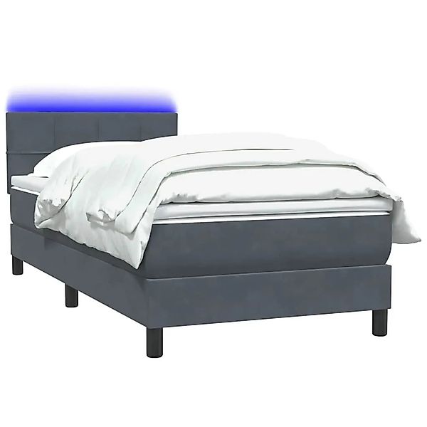 vidaXL Boxspringbett mit Matratze & LED Dunkelgrau 80x210 cm Samt 3316858 günstig online kaufen