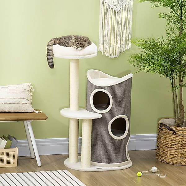 PawHut Kratzbaum mit Katzenbett u. Kratztonne für Katzen, BxTxH: 60x44,5x10 günstig online kaufen
