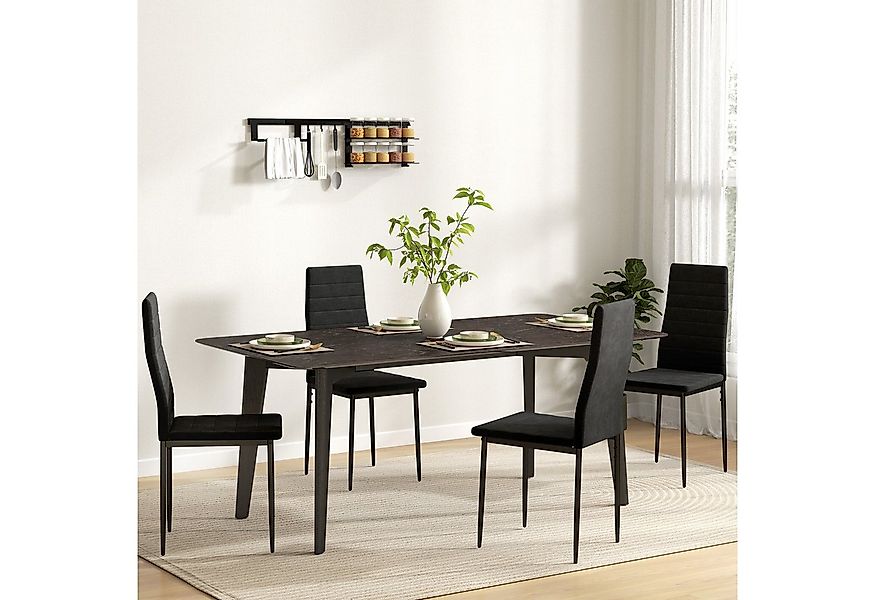 HOMCOM Esszimmerstuhl mit Rückenlehne, Samtoptik, Metallbeine (Küchenstuhl, günstig online kaufen