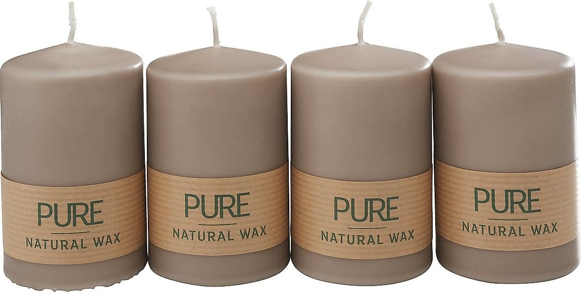 Wenzel Stumpenkerze Stumpenkerze Pure Natural Wax, 4 Stück günstig online kaufen
