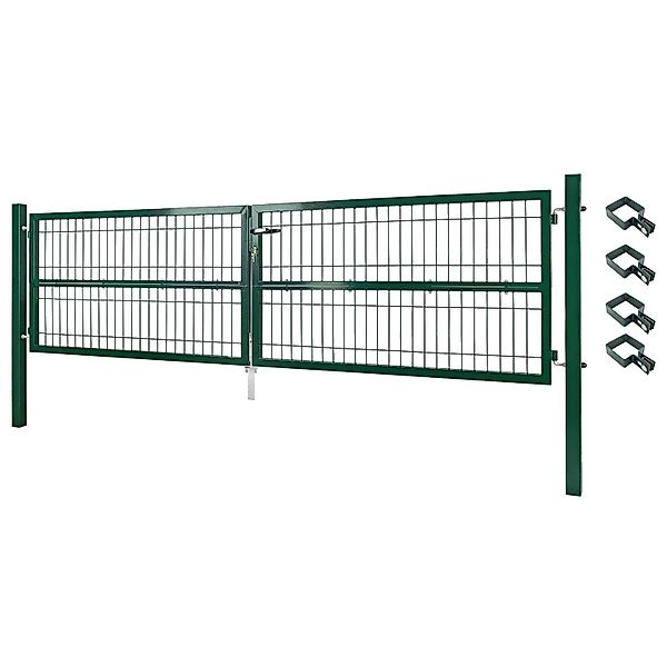 V2Aox Gartentor Gartentor Gartentür Zauntür Zauntor Grau/Grün 300cm Doppelf günstig online kaufen