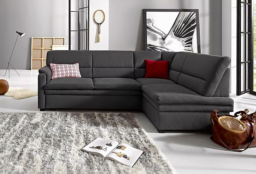 sit&more Ecksofa »Pisa L-Form«, mit Federkern, wahlweise mit Bettfunktion günstig online kaufen