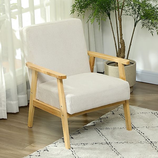 HOMCOM Sessel Loungesessel mit Armlehne, Holzbeine, Gepolstert Akzentsessel günstig online kaufen
