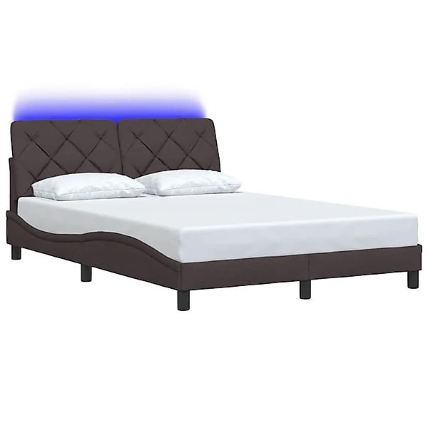 vidaXL Bettgestell mit LED ohne Matratze Dunkelbraun 120x200 cm Stoff 33106 günstig online kaufen