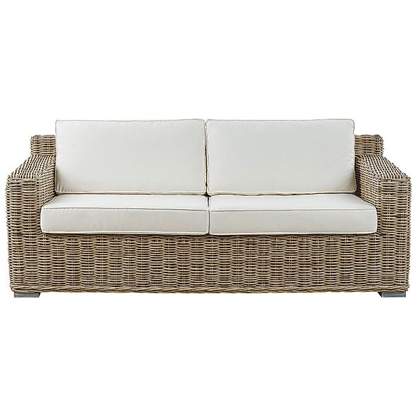 Beliani Gartensofa Naturfarben Beige Weiss 90x194x70 günstig online kaufen