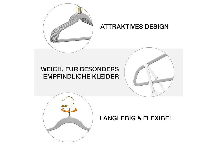 StickandShine Kleiderbügel 100 Stück Samt Kleiderbügel mit Gold Haken (100e günstig online kaufen