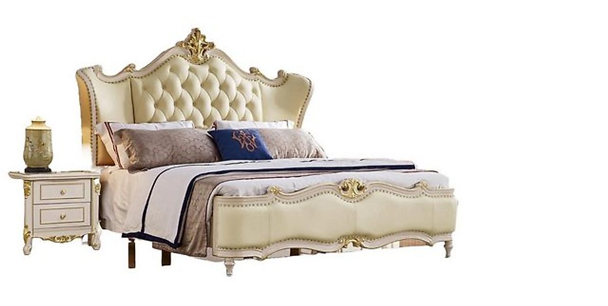 JVmoebel Bett Polster Doppel Betten Schlaf Zimmer Echtholz Chesterfield Bei günstig online kaufen
