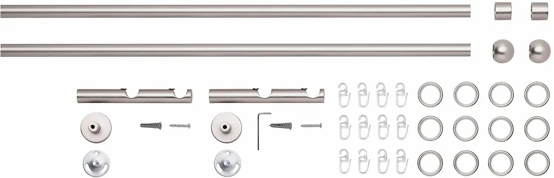 Good Life Gardinenstange "BOLA" Ø 16 mm 2 läufig-läufig Fixmaß mit Ringen günstig online kaufen