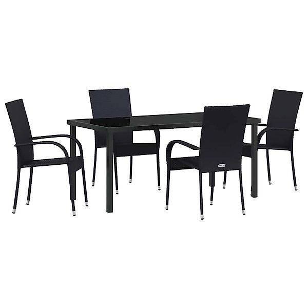 vidaXL Garten Essgruppe 5-Tlg Schwarz Poly Rattan 3379404 günstig online kaufen