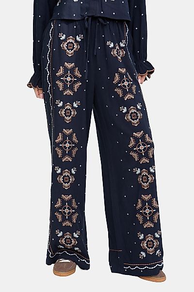 RAFFYA Jerseyhose "Penny Wide Leg Embroidered Trouser Damen" günstig online kaufen