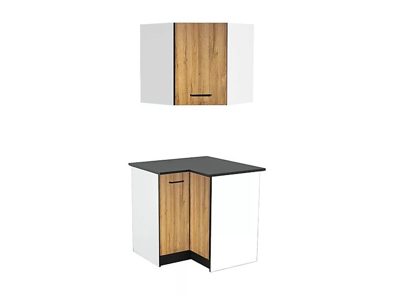 Kücheneckschränke - 1 Unterschrank & 1 Oberschrank - 2 Türen - Holzfarben & günstig online kaufen