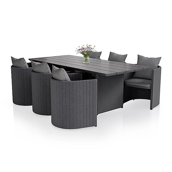 Juskys Gartengarnitur Sitzgruppe Costa Luna 7 Teilig Anthrazit günstig online kaufen