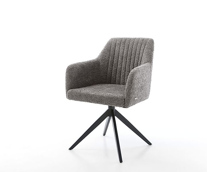 Esszimmerstuhl Greg-Flex Bouclé Grau Kreuzgestell breit Schwarz Taschenfede günstig online kaufen