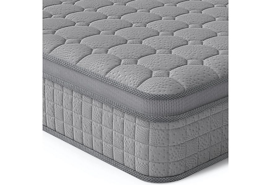 Taschenfederkernmatratze 7-Zonen Matratze 30cm hoch H3 Hybridmatratze Grau günstig online kaufen