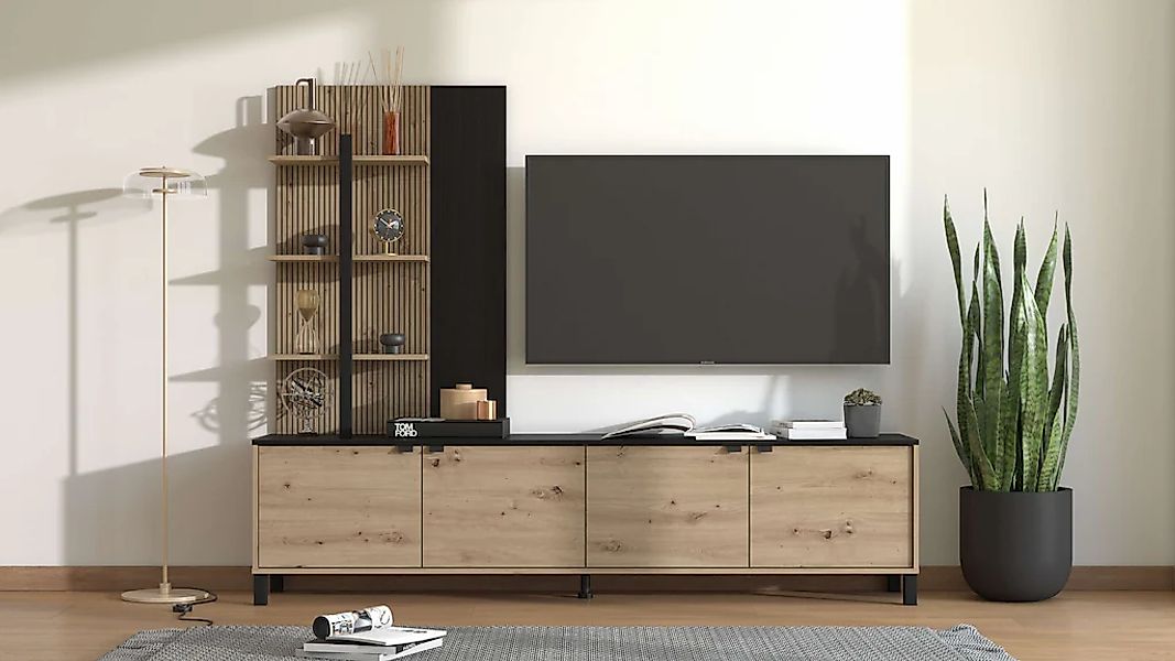 Home affaire Wohnwand "Margate inkl.TV-Board und Standregal", 208 cm, mit d günstig online kaufen