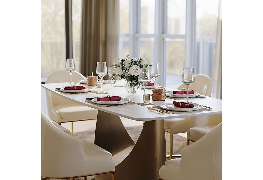 POVISON Esstisch mit U-Form Beine, Esszimmertisch aus Sinterstein, rechteck günstig online kaufen