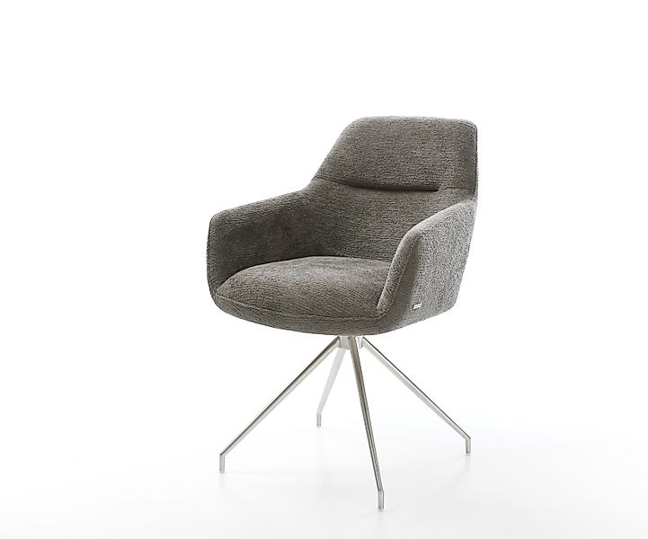 Esszimmerstuhl Pejo-Flex Bouclé Soft Schlamm Kreuzgestell konisch Edelstahl günstig online kaufen