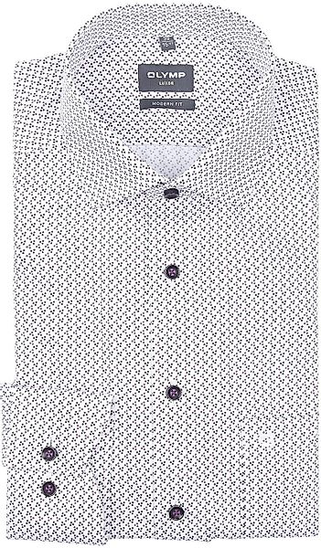 OLYMP Luxor Hemd Druck Weiß Navy - Größe 39 günstig online kaufen