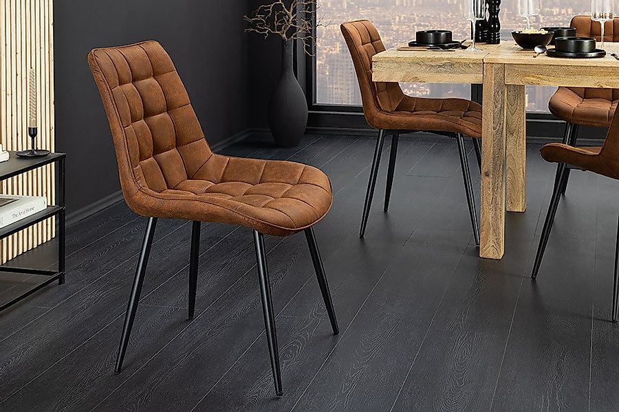 riess-ambiente Esszimmerstuhl ROADSTAR cognac / schwarz - Microfaser, Metal günstig online kaufen
