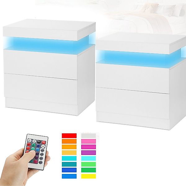 LETGOSPT Nachttisch 2 Stück LED-Nachttisch mit günstig online kaufen