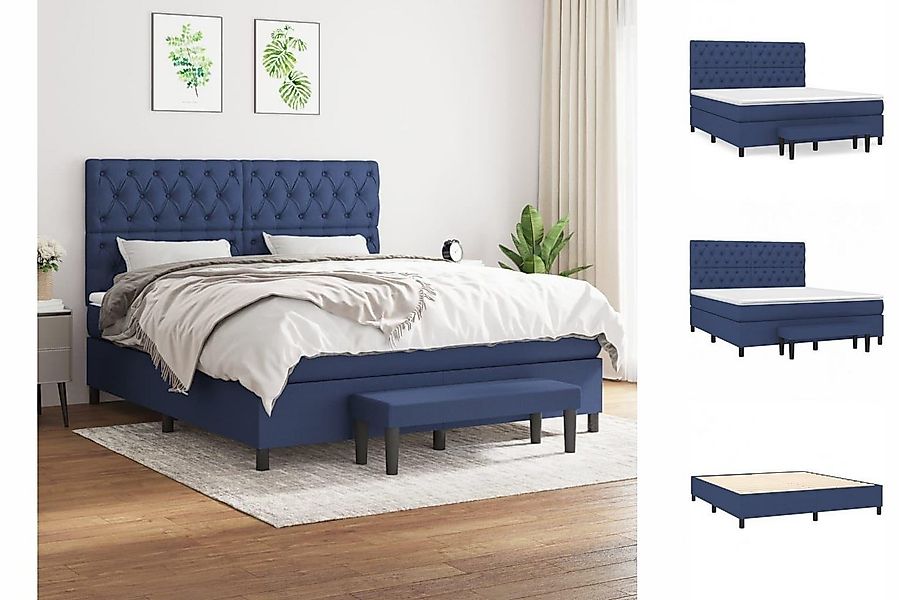 vidaXL Boxspringbett Boxspringbett mit Matratze Blau 160x200 cm Stoff Bett günstig online kaufen