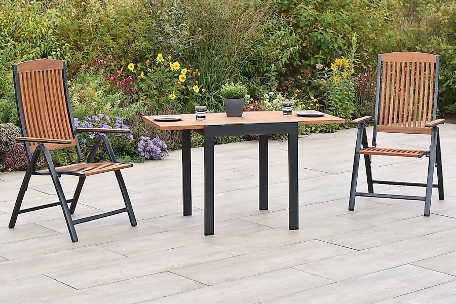 Merxx Athos Set 3-tlg. 2 Klappsessel Balkon-Tisch Ausziehbar günstig online kaufen