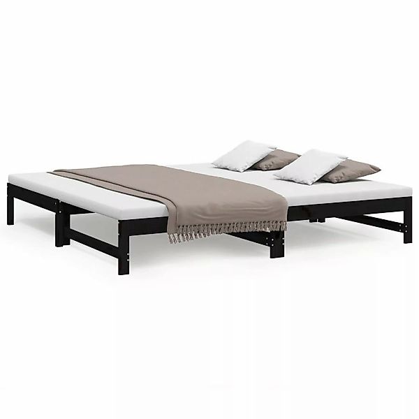 vidaXL Tagesbett Ausziehbar Schwarz 2x(100x200) cm Massivholz Kiefer1370945 günstig online kaufen