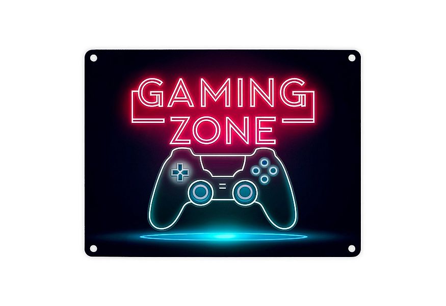 speecheese Metallschild Gaming Zone Controller Fußmatte in Metallschild in günstig online kaufen
