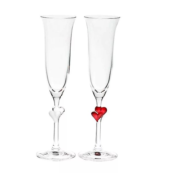 Sektglas mit zwei roten Herzen 170ml günstig online kaufen