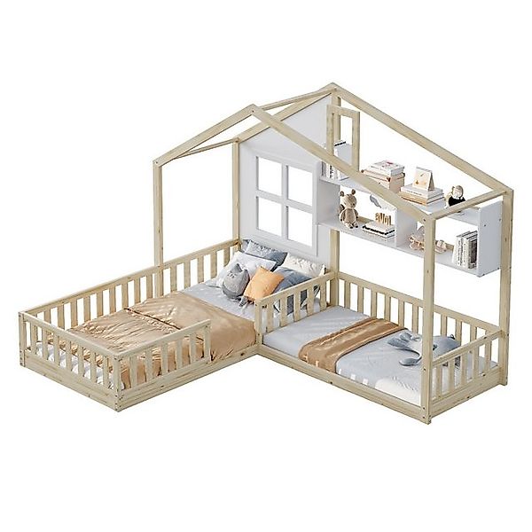 HAUSS SPOLE Kinderbett 90x200/140x70cm in Hausform Mit Regalen und Sicherhe günstig online kaufen