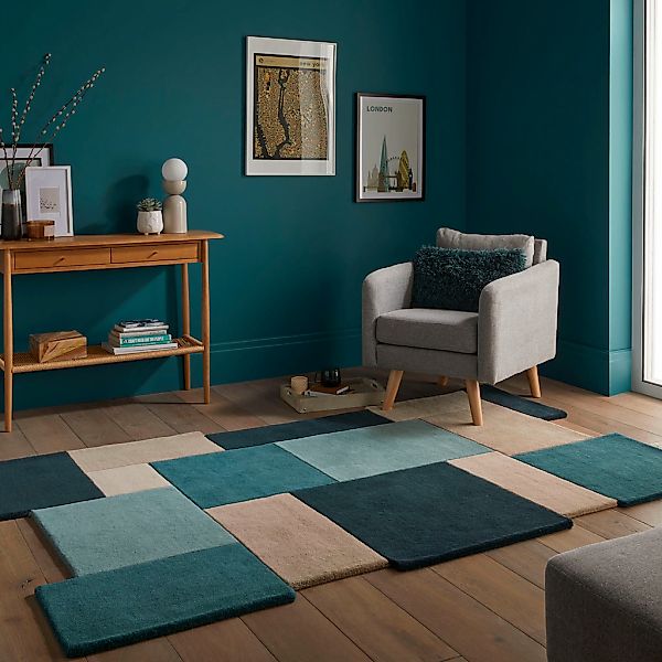 FLAIR RUGS Wollteppich "Abstract Collage, 100% Wolle" rechteckig 11 mm Höhe günstig online kaufen