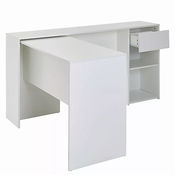 Schreibtischkombination 145x106,5x76,5 cm Eckschreibtisch Weiß Modern | Sch günstig online kaufen