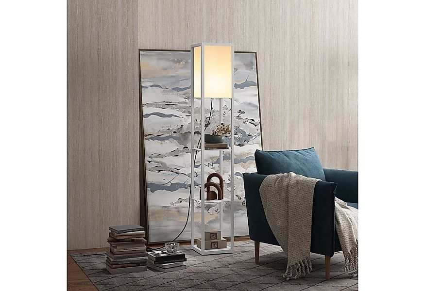 HOMCOM Stehlampe Stehleuchte mit Regalen für Wohn-/Schlafzimmer, Ein-,Aussc günstig online kaufen