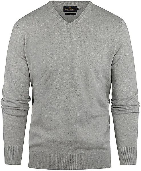 Steppin' Out Pullover Cotton Cashmere V-Ausschnitt Melange Grau - Größe S günstig online kaufen