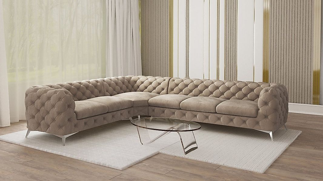 S-Style Möbel Ecksofa Chesterfield Kalina mit Silber Metall Füßen, Die Ecke günstig online kaufen