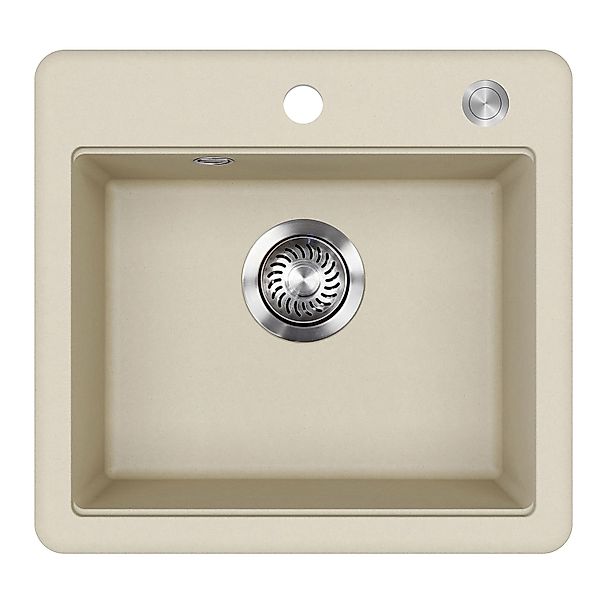 Helika Einbauspüle Esta 47 cm x 44 cm Elfenbein inkl. Druckknopfventil günstig online kaufen