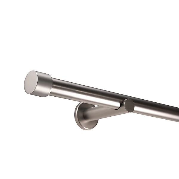 Deco-Raum Gardinenstange nach Maß 1-Lauf Kappe Ø 25 Edelstahl-optik 450cm günstig online kaufen