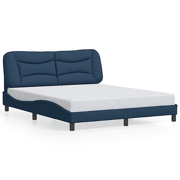 furnicato Bettgestell ohne Matratze "Hvar" Blau 160x200 cm Stoff (1-tlg) günstig online kaufen