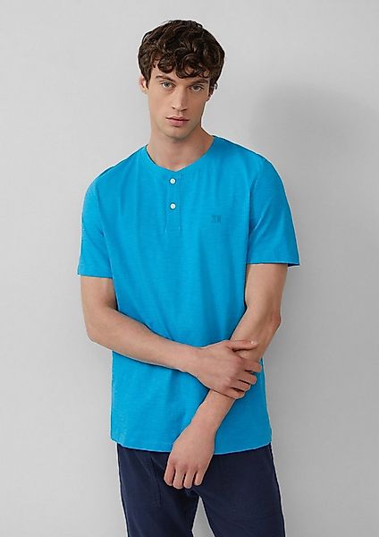 s.Oliver Kurzarmshirt T-Shirt Henley-Shirt mit Flammgarnstruktur günstig online kaufen