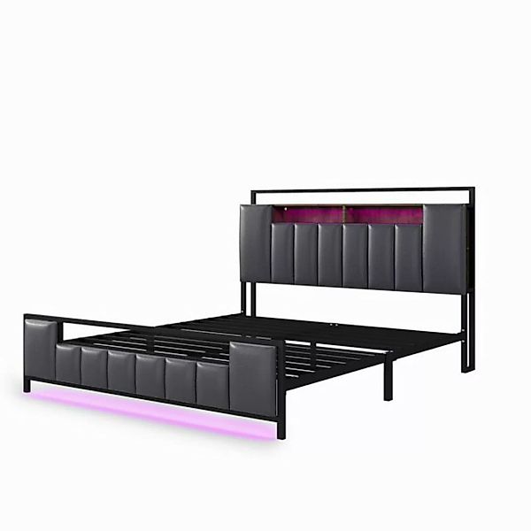 Rutaqian Polsterbett Erwachsenenbett 140×200cm,luxus bett,Jugendbett mit LE günstig online kaufen