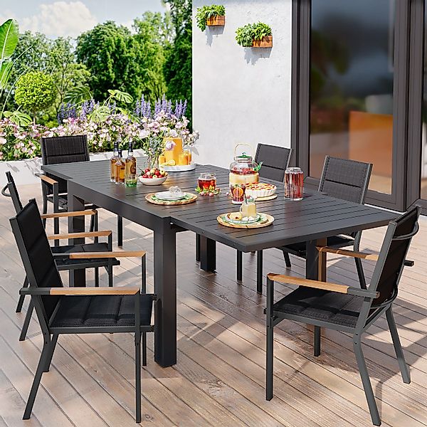 HOMALL Gartentisch Gartenanbautisch 80/160 cm,ausziehbarer Aluminiumtisch günstig online kaufen