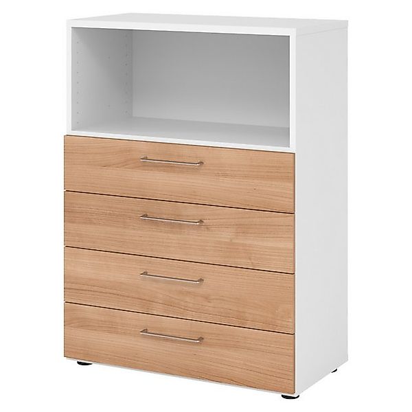 bümö Aktenschrank smart Schubladen Kombi - 4 Schübe Dekor: Weiß/Nussbaum günstig online kaufen