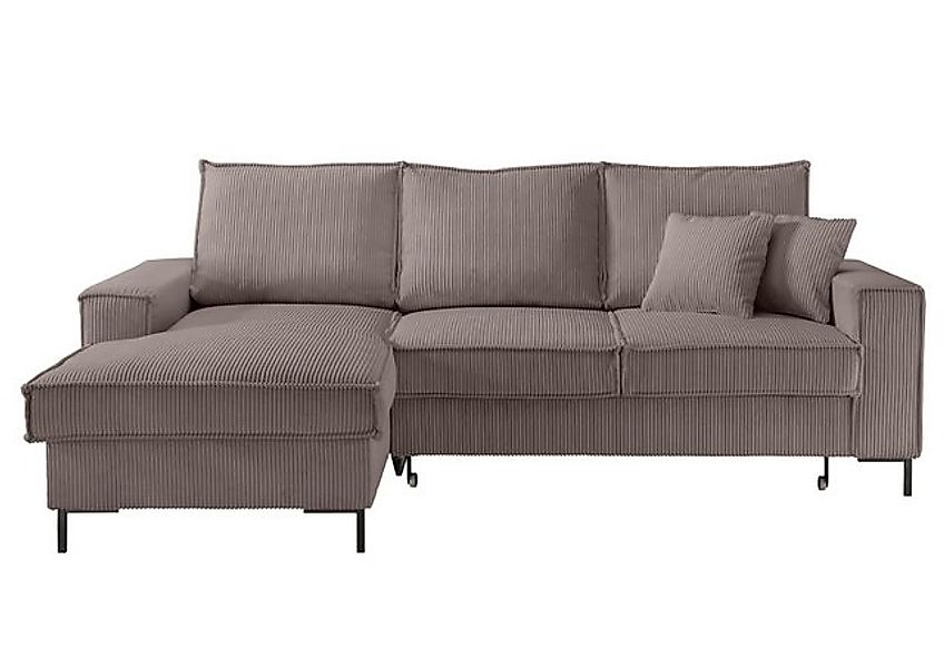luma-home Ecksofa 17225, mit Bettfunktion und Bettkasten 240x150 cm, Wellen günstig online kaufen