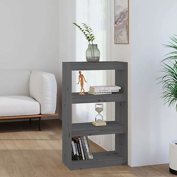 Vidaxl Bücherregal/raumteiler Grau 60x30x103,5 Cm Massivholz Kiefer günstig online kaufen