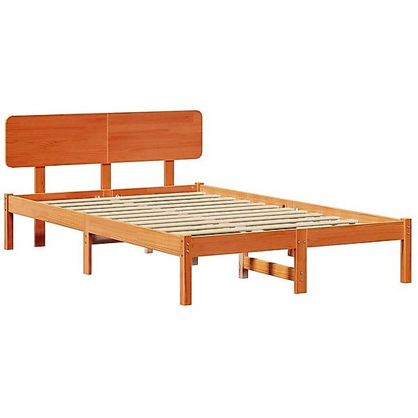 vidaXL Bett Bettgestell mit Kopfteil Gewachst Braun 140x190 cm Massivholz K günstig online kaufen