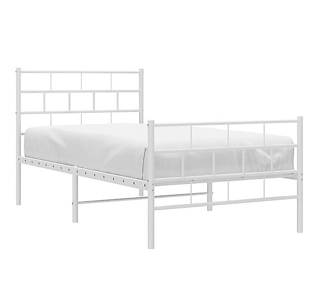 vidaXL Bett Bettgestell mit Kopf- und Fußteil Metall Weiß 100x190 cm günstig online kaufen