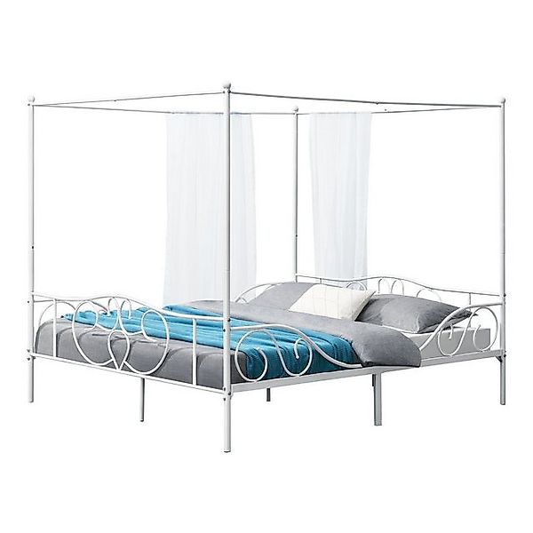 en.casa Himmelbett, »Finström« Metallbett Doppelbett 180x200cm Weiß günstig online kaufen